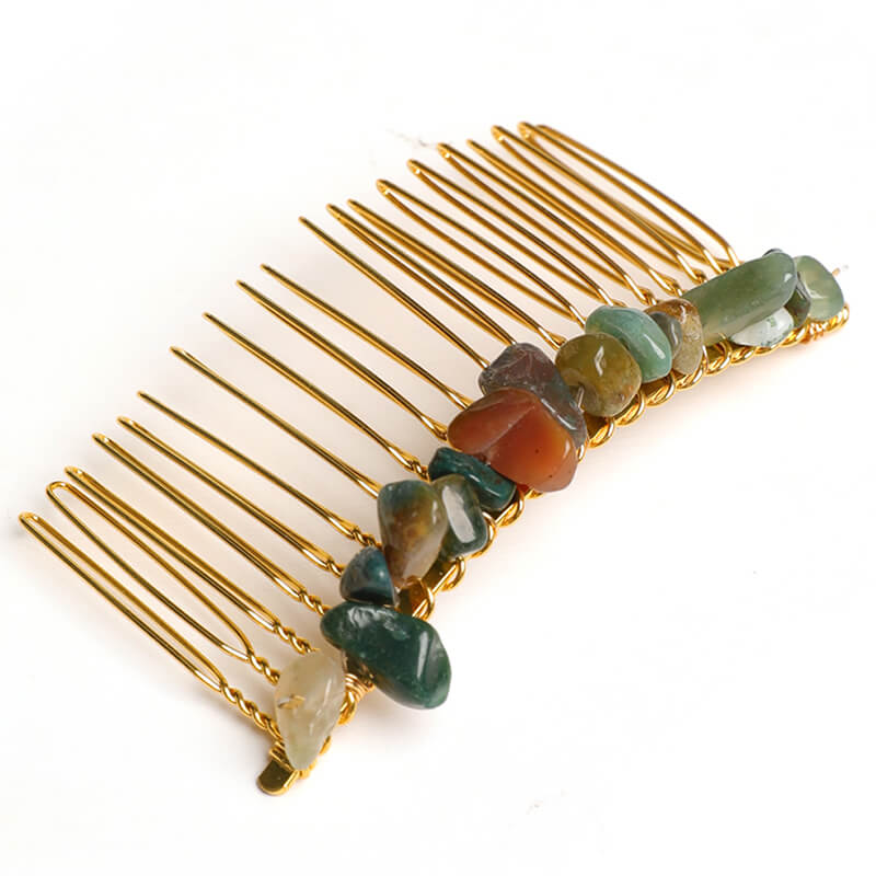 Natural Crystal Chip Stone Hair Comb