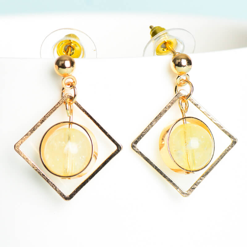 Geometrical Pattern Crystal Earrings