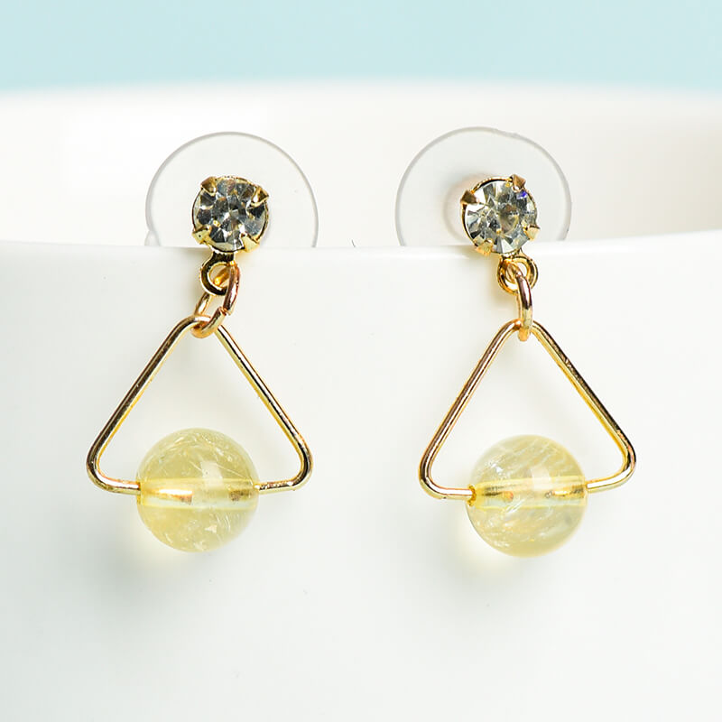 Geometrical Pattern Crystal Earrings