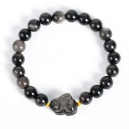 Etheric Aura Silver Sheen Obsidian Bracelet