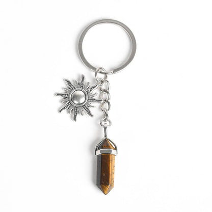 Crystal Hexagonal Double Terminated Points Keychain