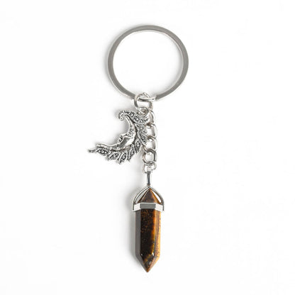 Crystal Hexagonal Double Terminated Points Keychain