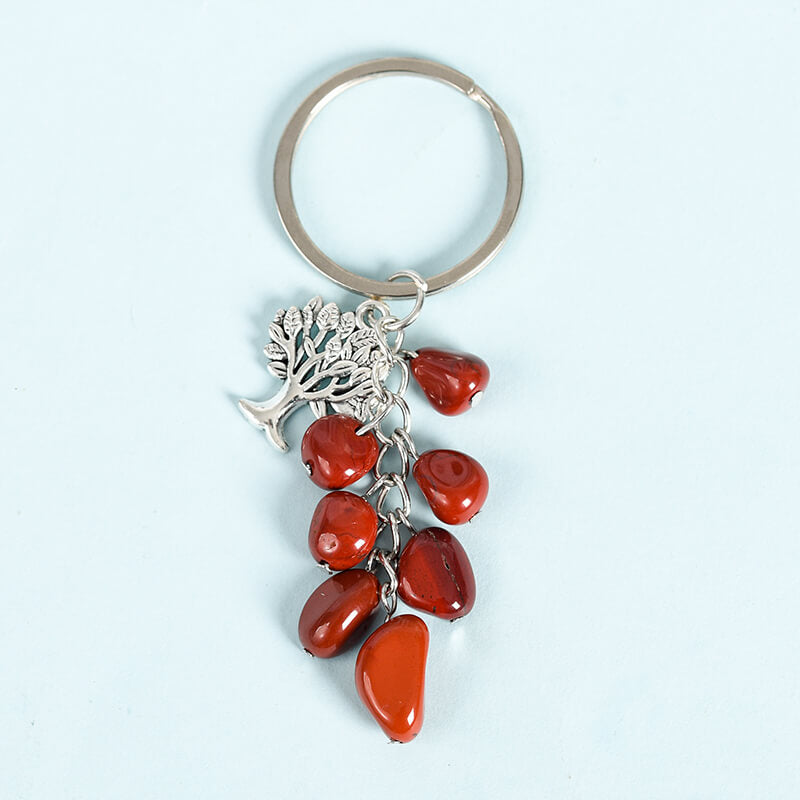 Tree of Life Charm Crystal Chip Keychain