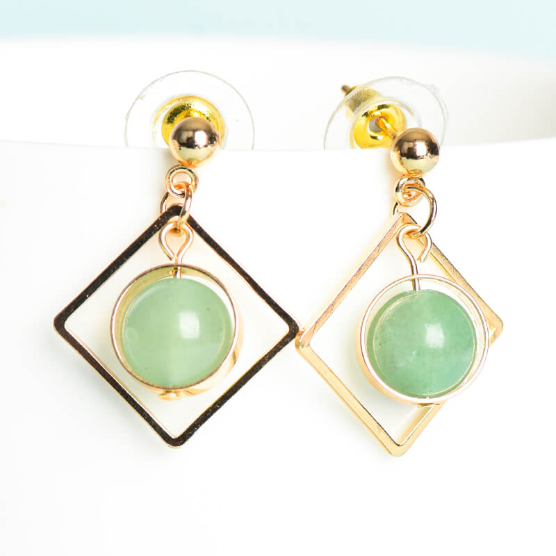 Geometrical Pattern Crystal Earrings