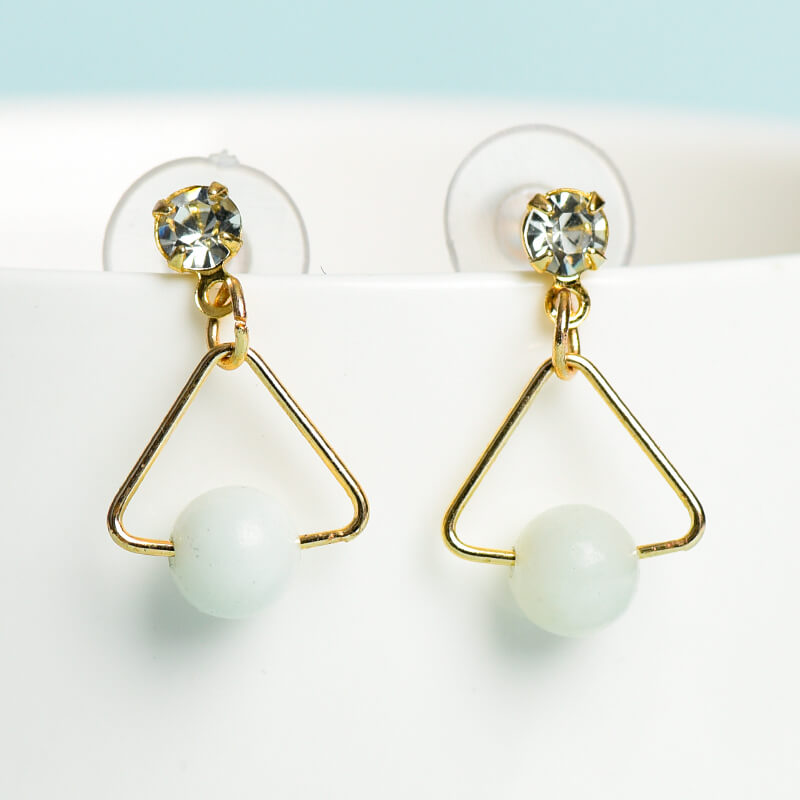 Geometrical Pattern Crystal Earrings