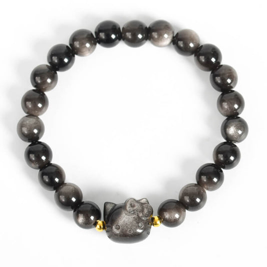 Etheric Aura Silver Sheen Obsidian Bracelet