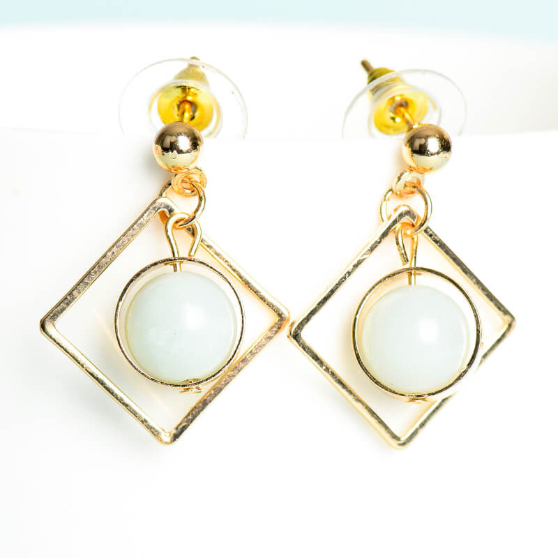 Geometrical Pattern Crystal Earrings
