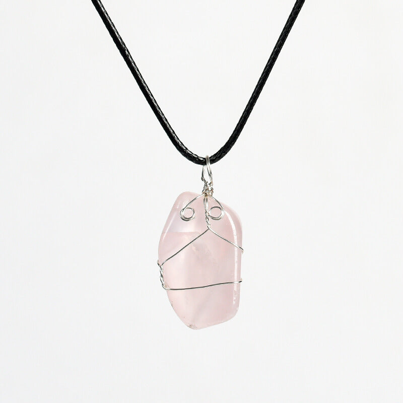 Etheric Aura Wire-Wrapped Crystal Tumbled Stone Necklace