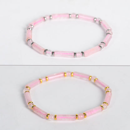 Etheric Aura Rectangle and Round Bead Crystal Bracelet