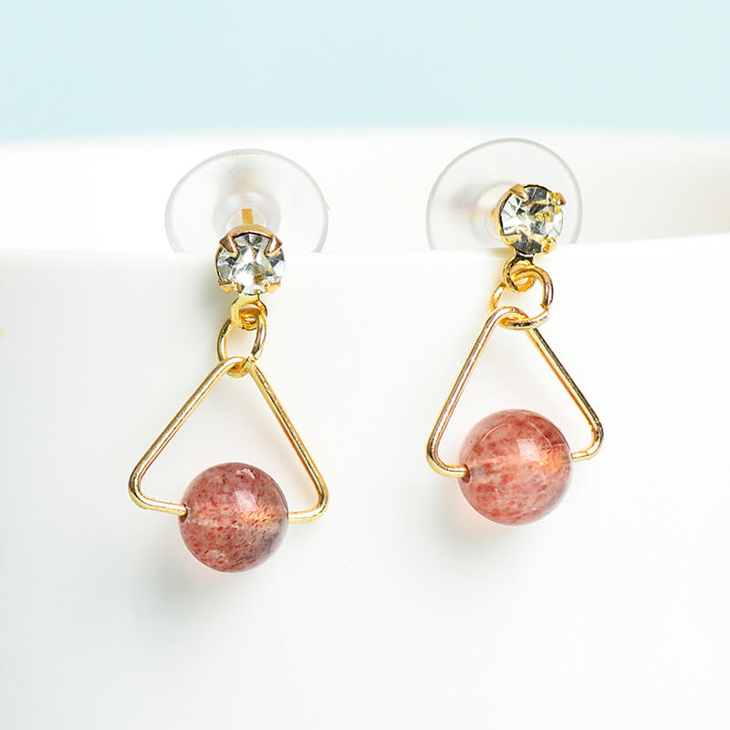 Geometrical Pattern Crystal Earrings