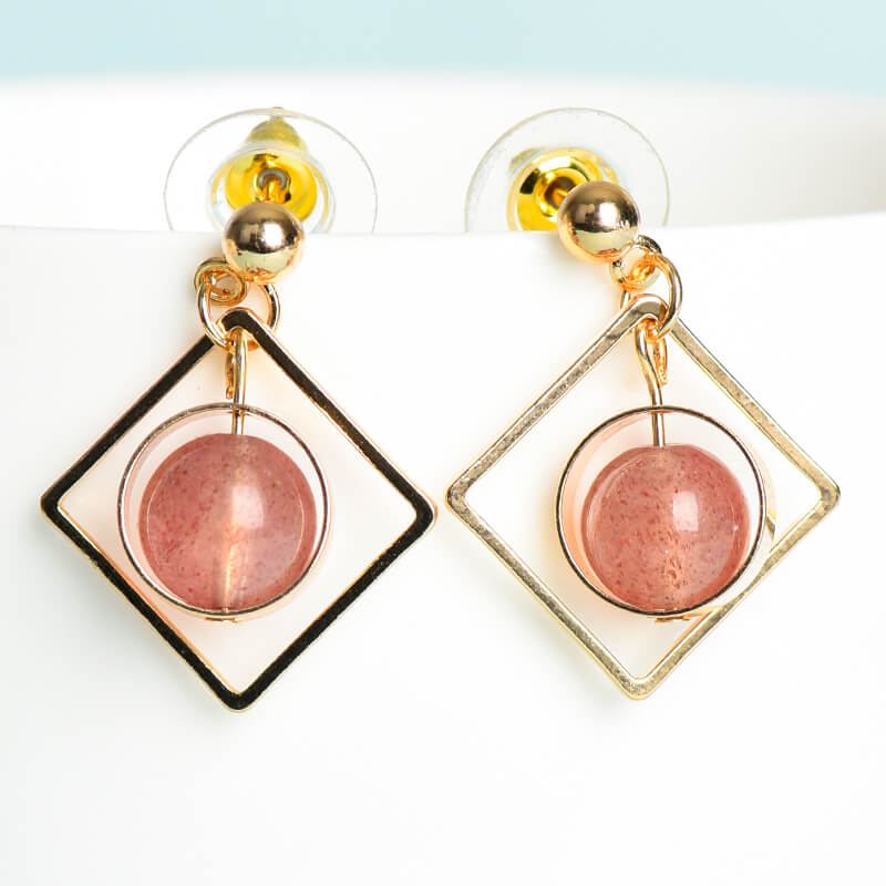 Geometrical Pattern Crystal Earrings