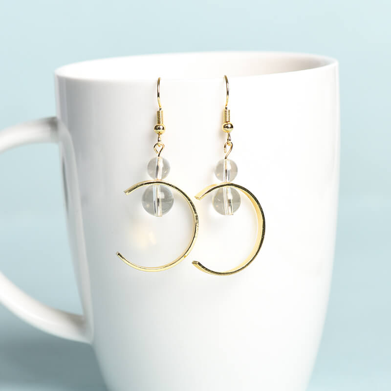 Geometrical Pattern Crystal Earrings