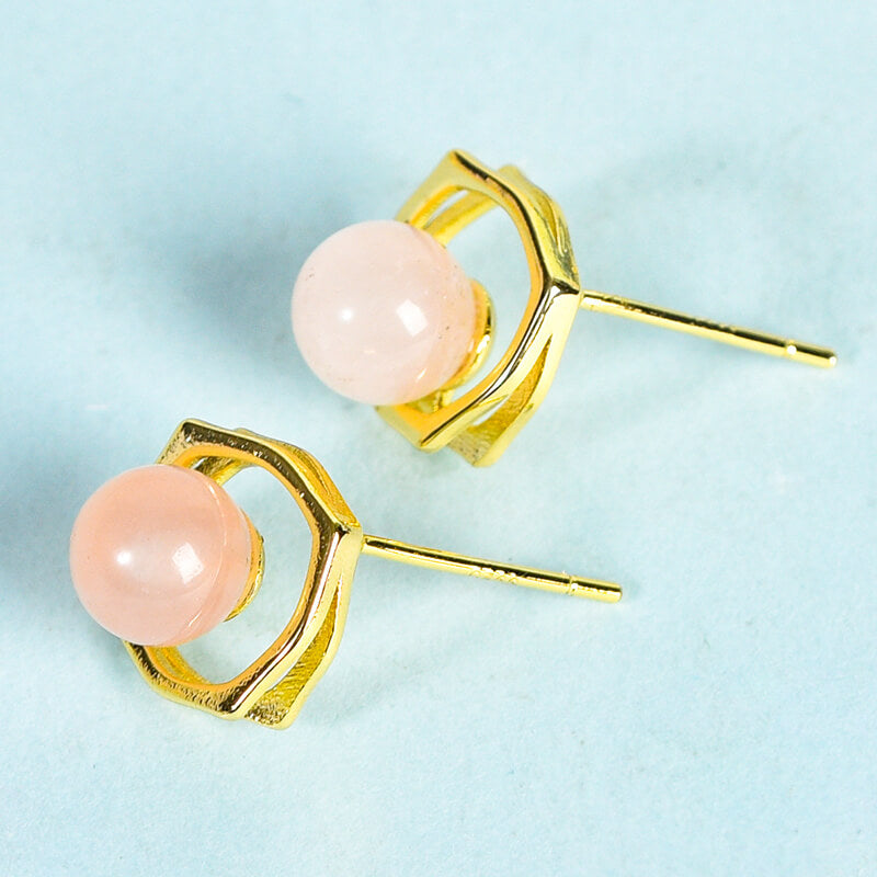 Etheric Aura Crystal Natural Stone Bead Studs Earrings