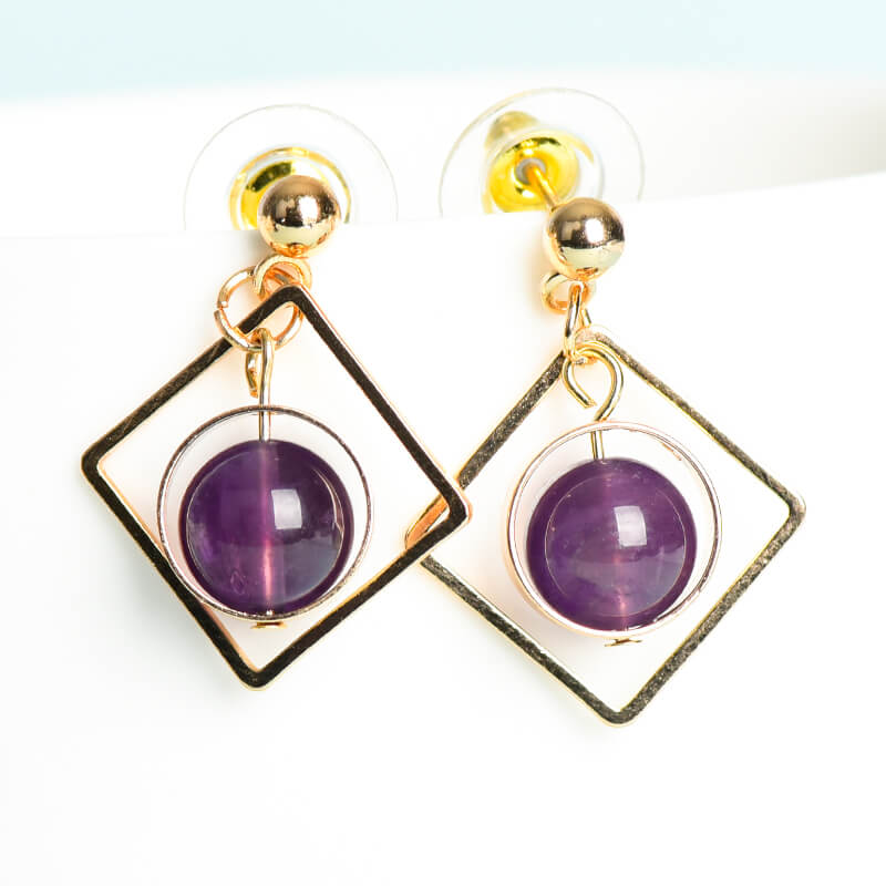 Geometrical Pattern Crystal Earrings