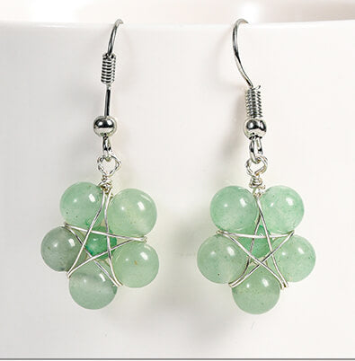 Wire-Wrapped Flower Natural Crystal Earring