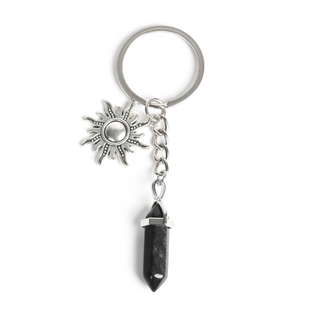 Crystal Hexagonal Double Terminated Points Keychain