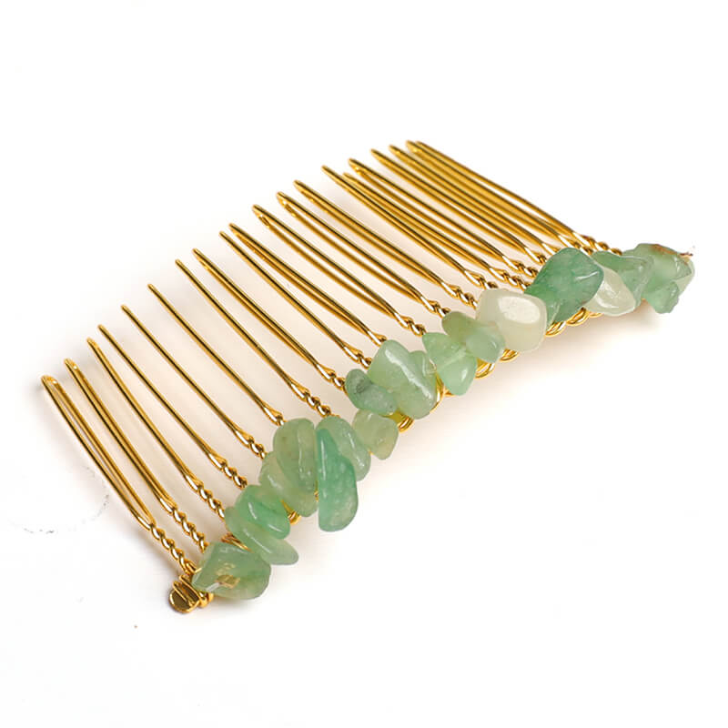 Natural Crystal Chip Stone Hair Comb