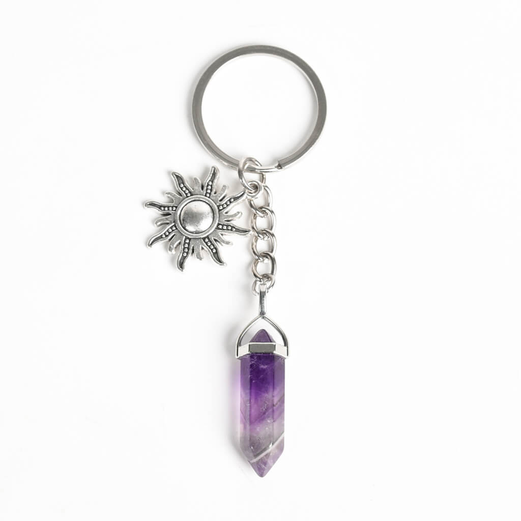 Crystal Hexagonal Double Terminated Points Keychain