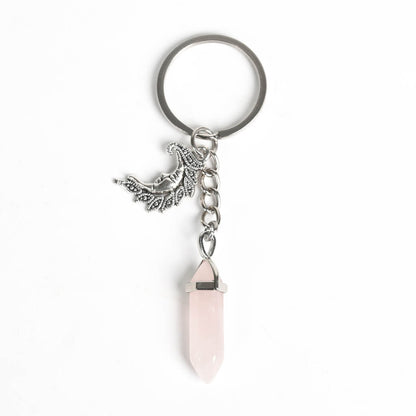 Crystal Hexagonal Double Terminated Points Keychain