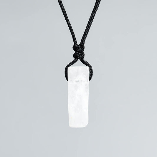 Irregular Rectangle Natural Crystal Stone Pendant Necklace