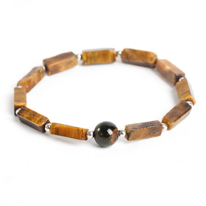 Etheric Aura Rectangle and Round Bead Crystal Bracelet