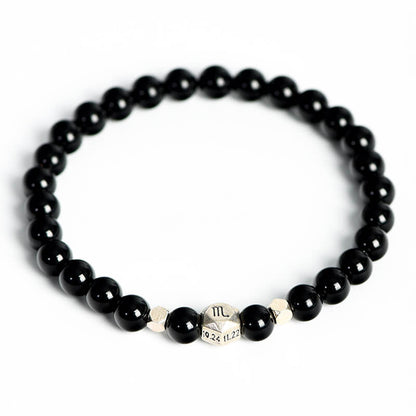 Etheric Aura Obsidian 12 Zodiac Bracelet