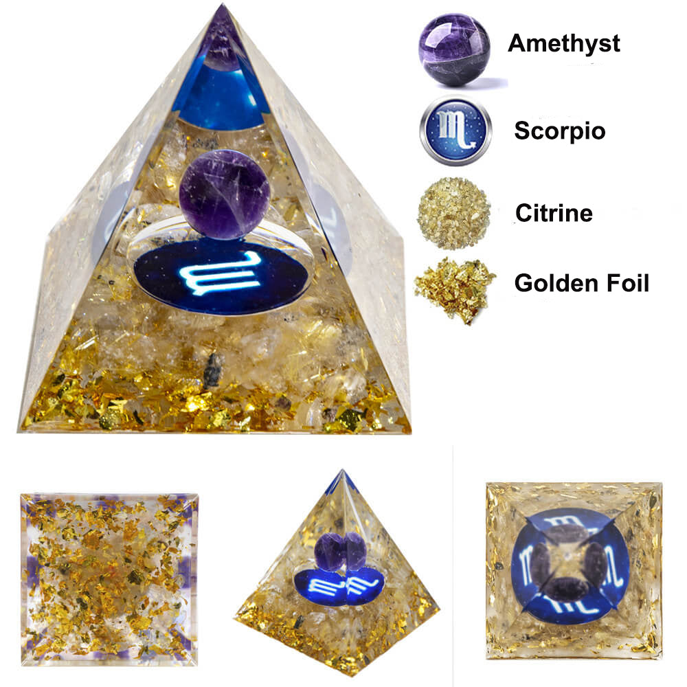 Etheric Aura Natural Crystal Graval Drip Shaped Zodiac Pyramid Scorpio