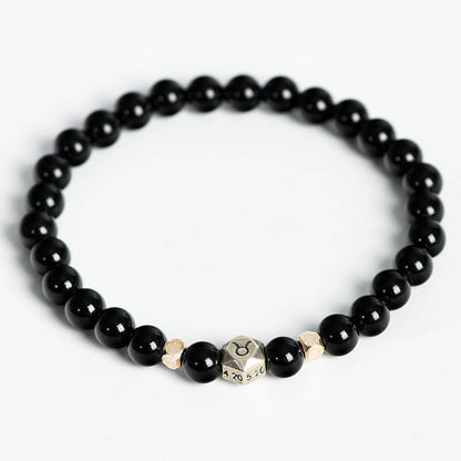 Etheric Aura Obsidian 12 Zodiac Bracelet