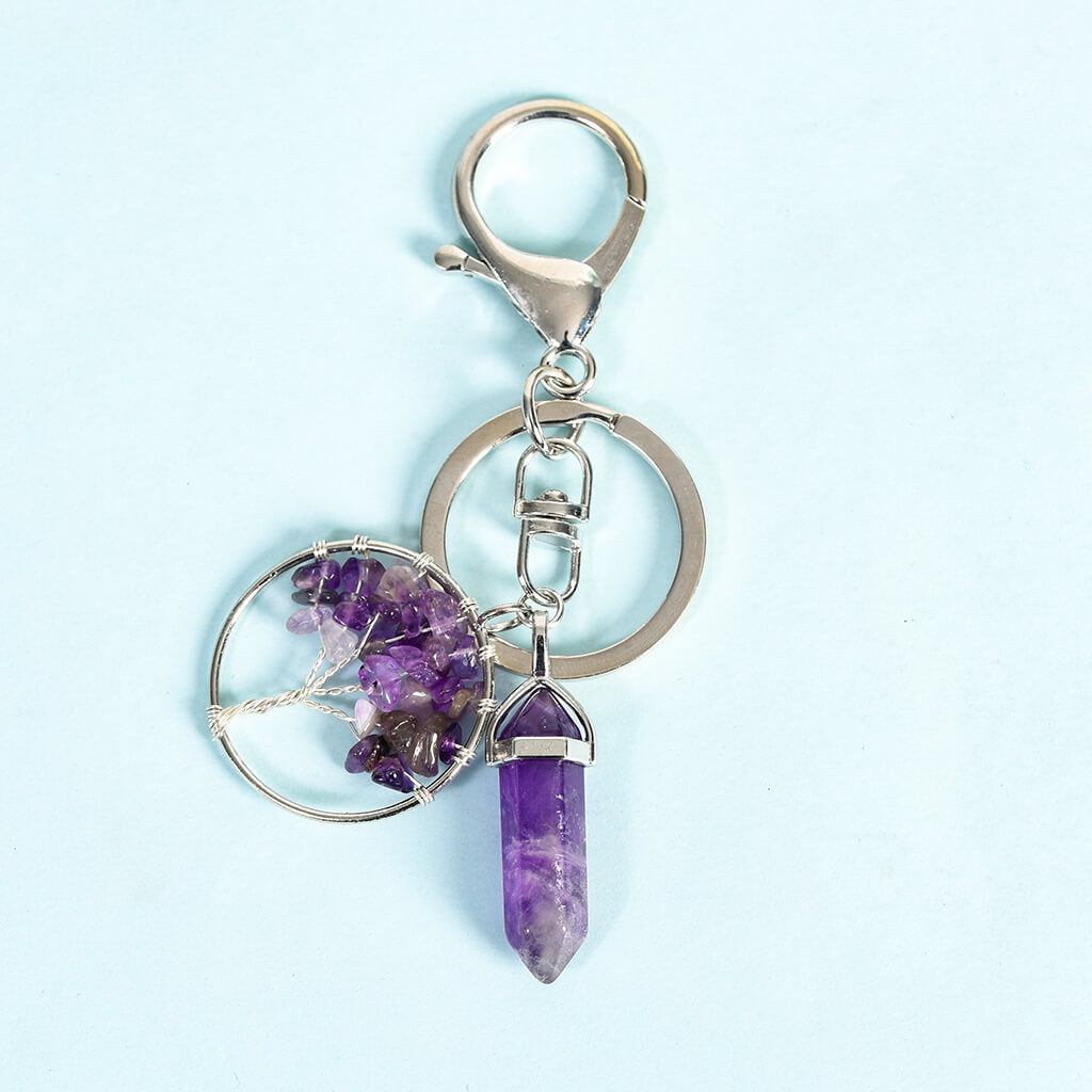 Crystal Hexagonal Double Terminated Points Keychain