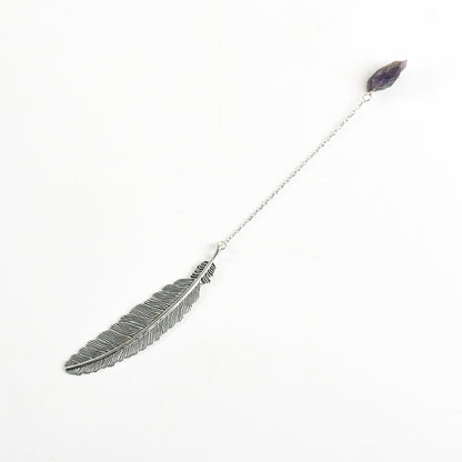 Crystal Pendant Feather Bookmark/Page Marker