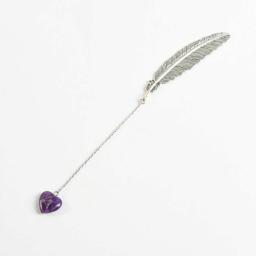 Crystal Pendant Feather Bookmark/Page Marker