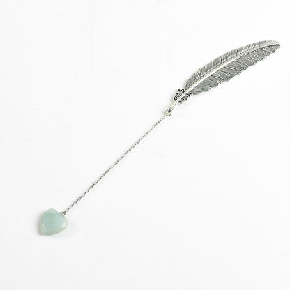 Crystal Pendant Feather Bookmark/Page Marker