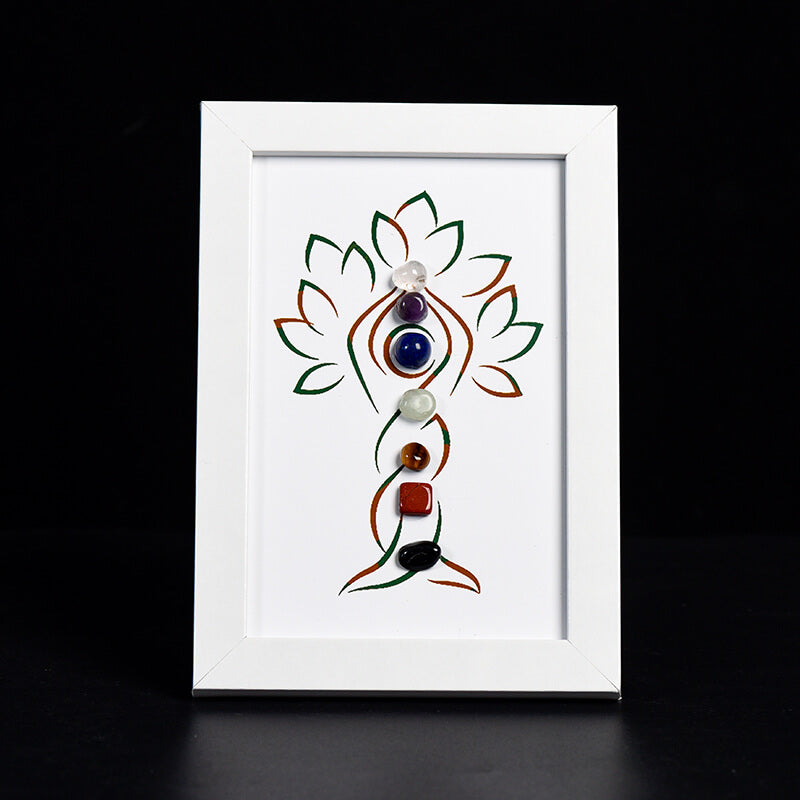 Etheric Aura Yoga Tree Painting by Tumbled Crystal Stone